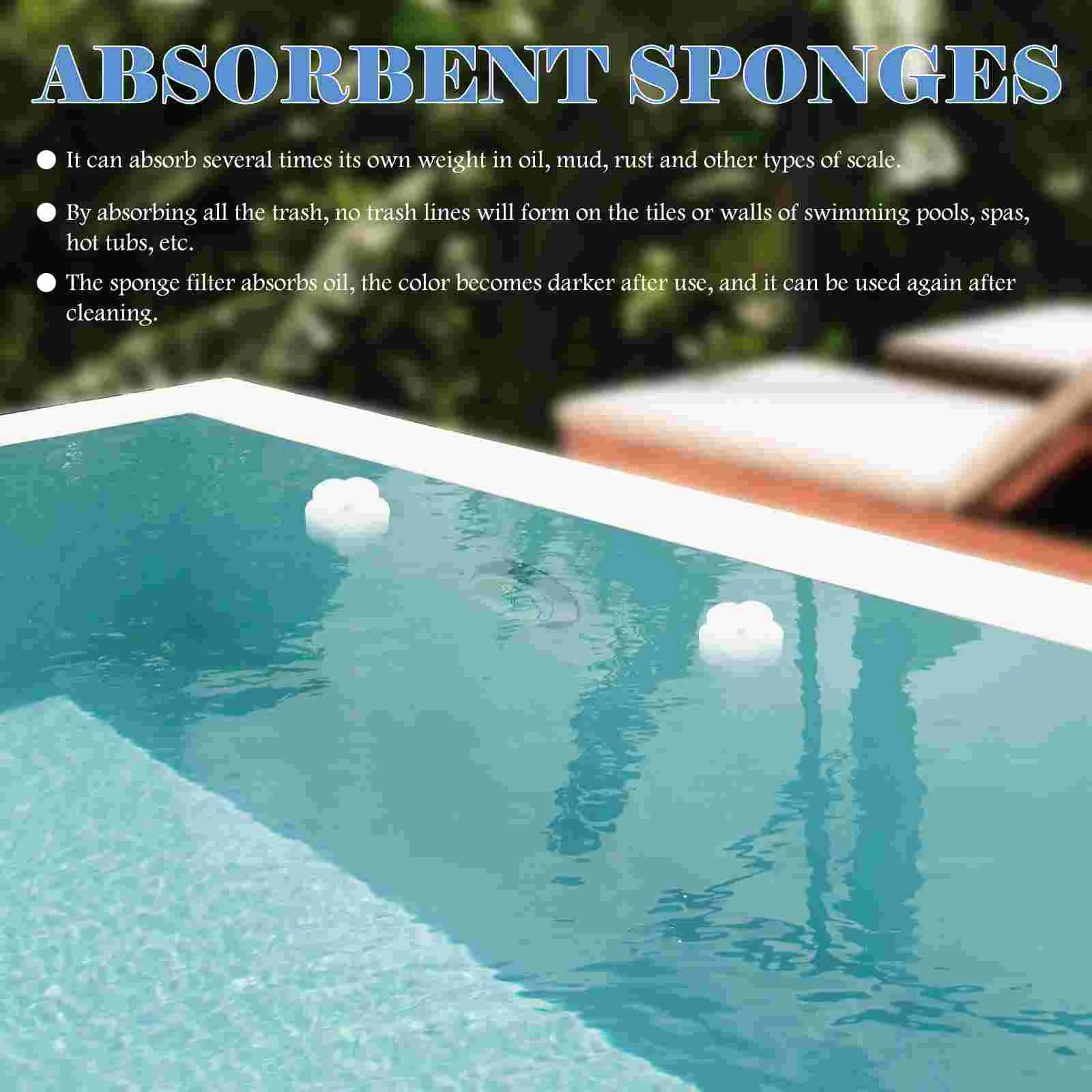 2 Pcs Swimming Pool Oil-absorbing Sponge Remover Bathtub Filtering Absorption Sponges Removing Absorber images - 6