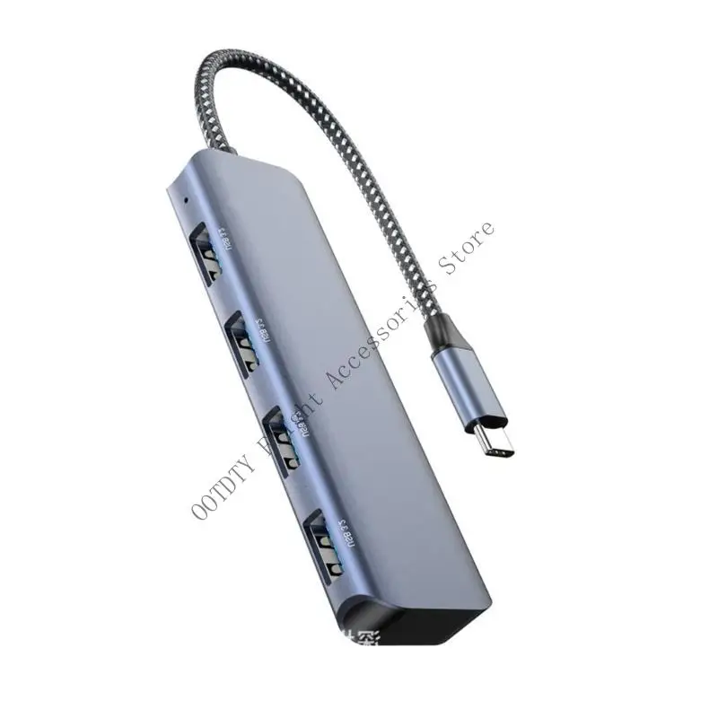 알루미늄 USB C 허브 10Gbps 4 포트 USB 3.2 어댑터 노트북 용 고속 USB C 멀티 포트 분배기 익스텐더