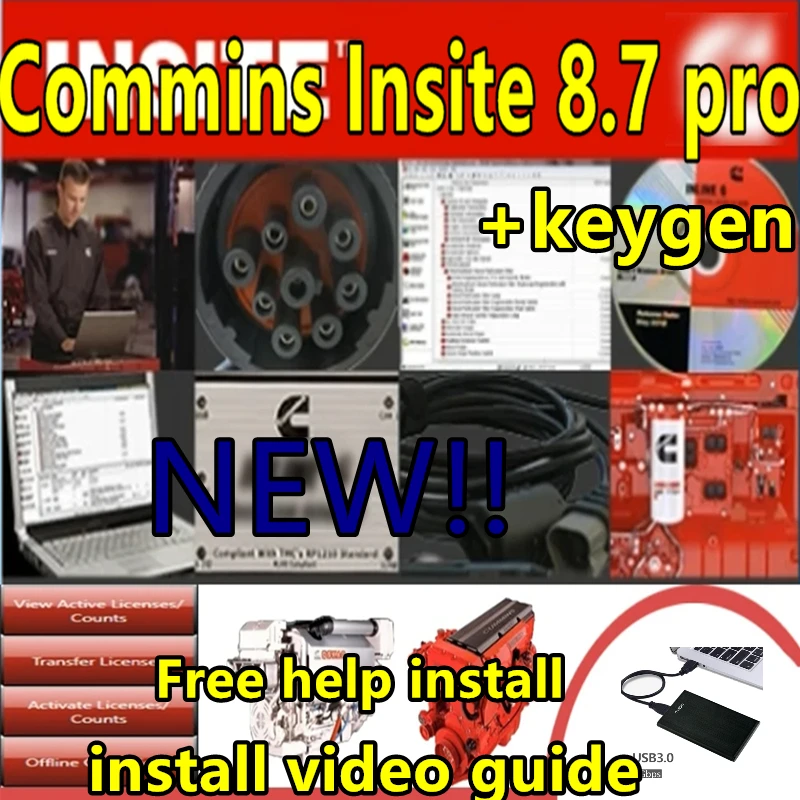 

Hot sales！Cummins Insite 8.7 Pro Engine Diagnostic Software+ keygen Fault code Engine diagnostic tests adjustment Multi-Language