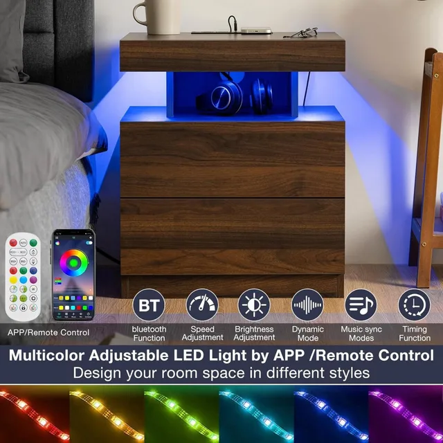 Rustic LED Charging Nightstands 6