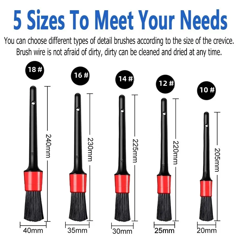 Car Detailing Brush Set-Automotive Cleaning Tools for Engine Dashboard Interior Air Vent & Wheels 5pcs Options Available