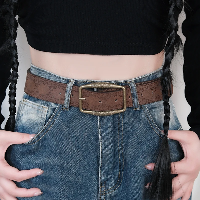 Amerikanischer Retro-Gürtel für Damen 2024, neue braune Jeans mit vielseitigem koreanischem Gürtel, Instagram-Mode – Detail 1