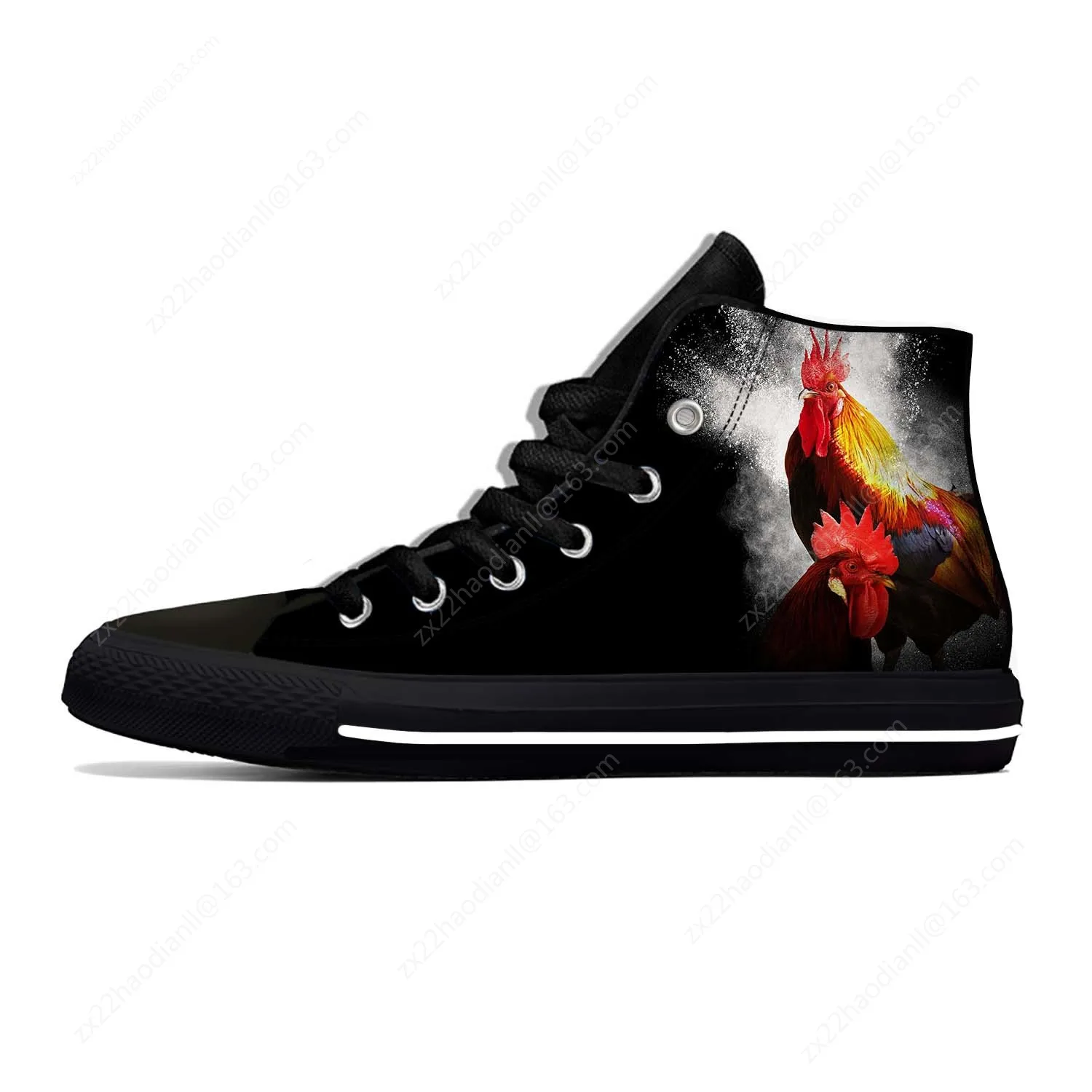 Fun Animal Rooster Pattern Lightweight Cloth 3D Print Funny Fashion High Top Canvas Shoes Mens Womens Casual Breathable Sneakers