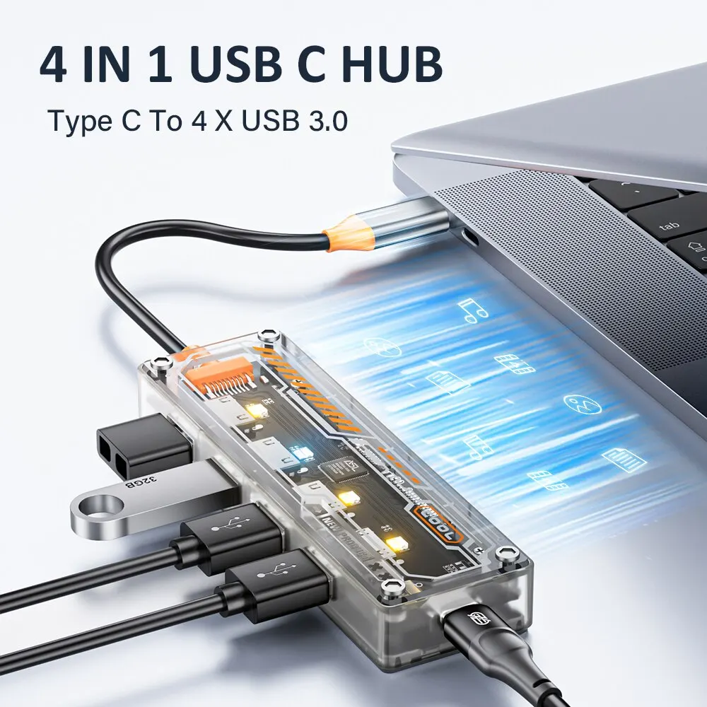 ASOMETECH Type C HUB 4 in 1 USB C to USB 3.0 Docking Station Adapter For MacBook Laptop iPhone Samsung