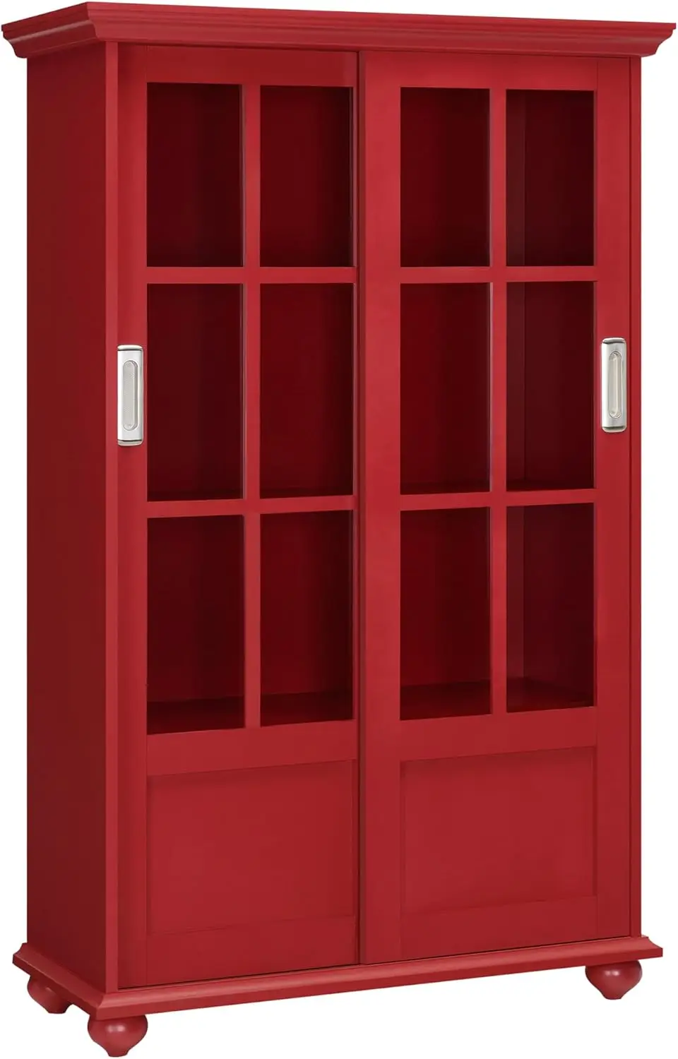 Ameriwood Home Aaron Lane Bookcase with Sliding Glass Doors, Red