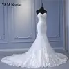 Y&M New Arabic Aso Ebi Vintage Lace Beaded Sequined Wedding Dresses Strapless Mermaid Bridal Dress Sexy Customized Wedding Gowns 1
