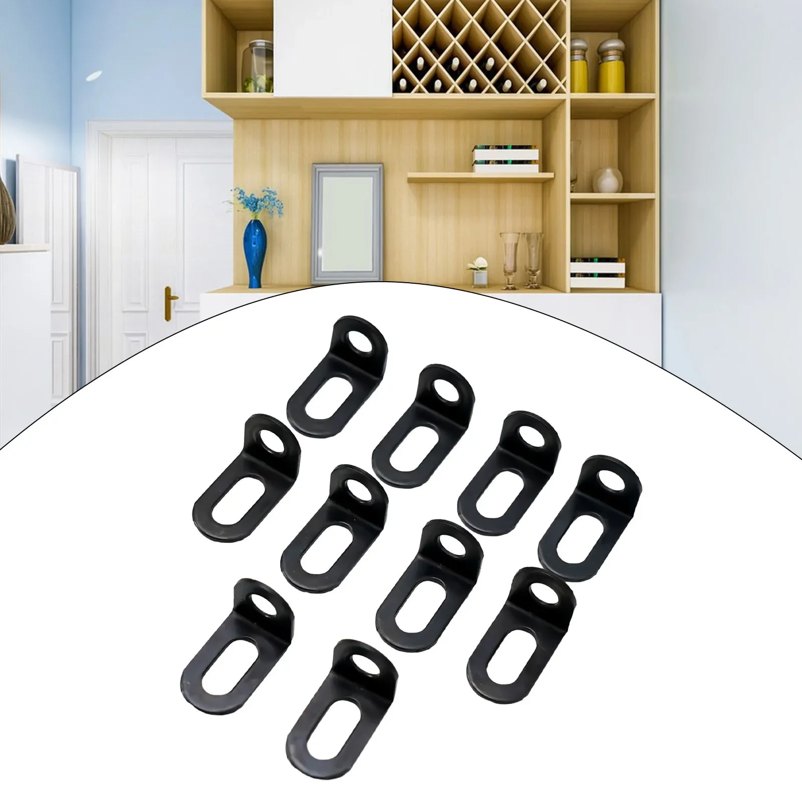 10pcs Stainless Steel Corner Brackets Right Angle L Shape Brace Bracket Black Adjustable Small Corner Code Furniture Hardware