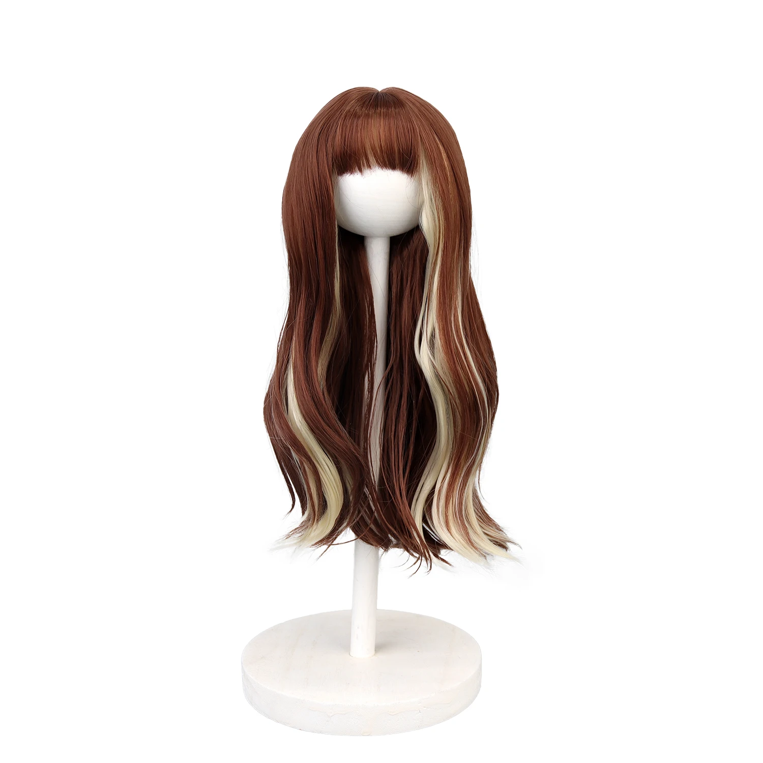 18 Inch American Doll Wigs 27cm Head Circumference Long Wavy Red Brown Blonde Highlight  High Temperature Hair For Doll Girls shine ash brown long straight good quality synthetic wig ash blonde wig for woman 150% 30 none lace full machine made wig