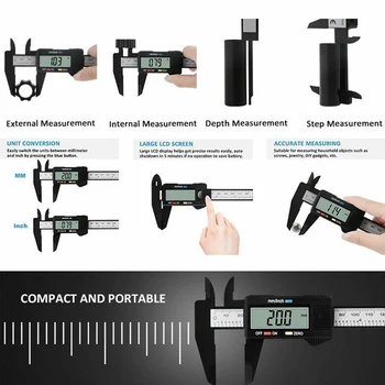 Electronic vernier caliper, carbon fiber dial vernier caliper, micrometer, digital scale. The battery is not included. 0-150mm