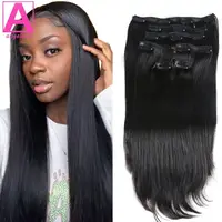 Clip droit dans l'extension de cheveux cheveux humains 120 g/ensemble pince droite dans l'extension pleine tête pince brésilienne Extension de cheveux pour les femmes 1