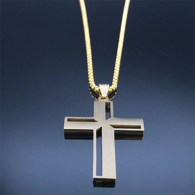 Collana Uomo Crocifisso In Acciaio Inossidabile - Catenella 60 Cm - Gioiello Religioso Per Donna E Ragazzo - Regalo Cristiano