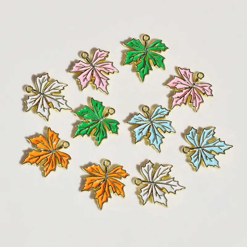 

10Pcs Colorful Alloy Enamel Maple Leaf Charms for Jewelry Making Earring Pendant Necklace Bracelet Accessories Diy Material