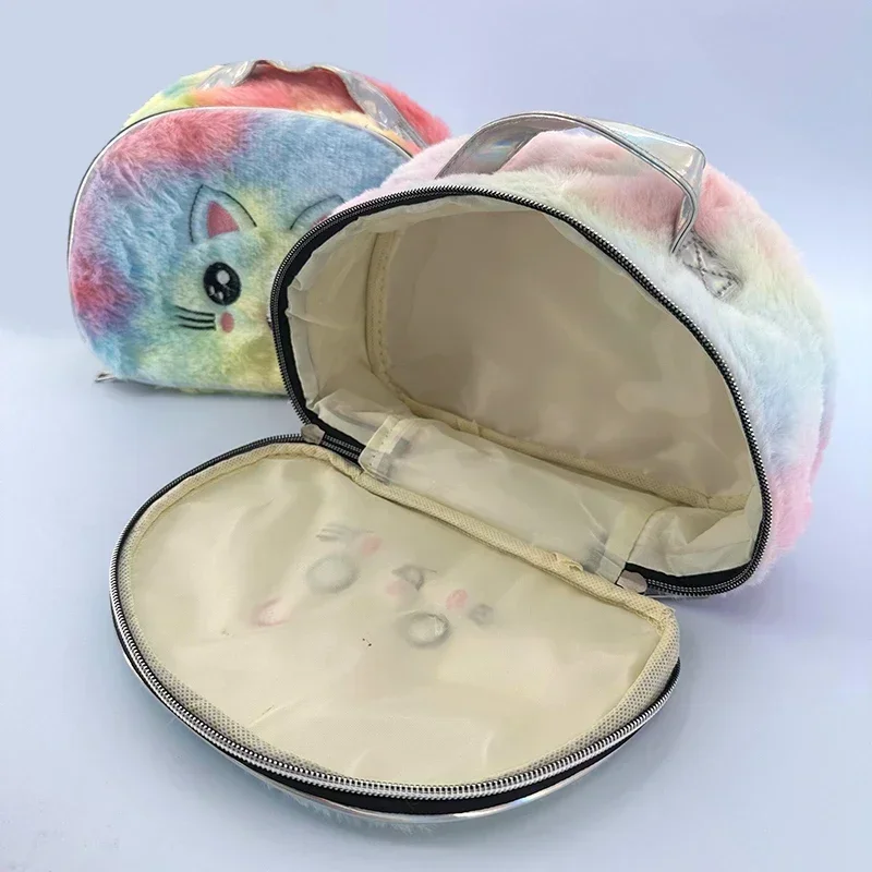 Fur Cat Cosmetic Bag Women Plush Makeup Bag Female Beauty Case Travel Large Toiletry Makeup Case Bag Female Girl Organizer Bags 5