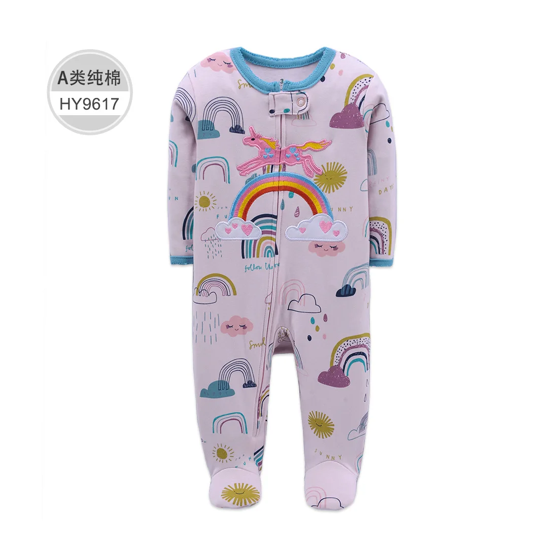 Newborn Infant Baby Boy Girl Clothes Long-Sleeve Print Romper Toddler Girls Jumpsuit Pure Cotton Kids Pajamas For a 0-12 Months