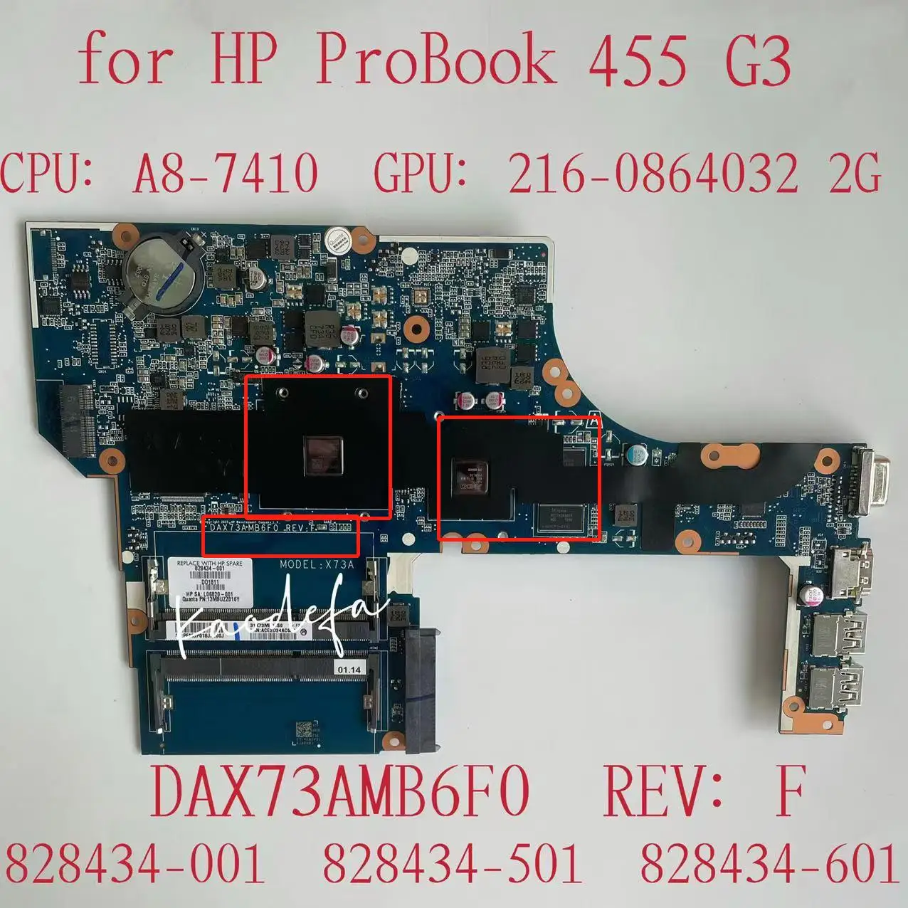 

Материнская плата для ноутбука HP ProBook 450 G3 455 G3 CPU:A8-7410 GPU:216-0864032 2G 828434-601 828434-001 DAX73AMB6F0 DAX73AMB6E1