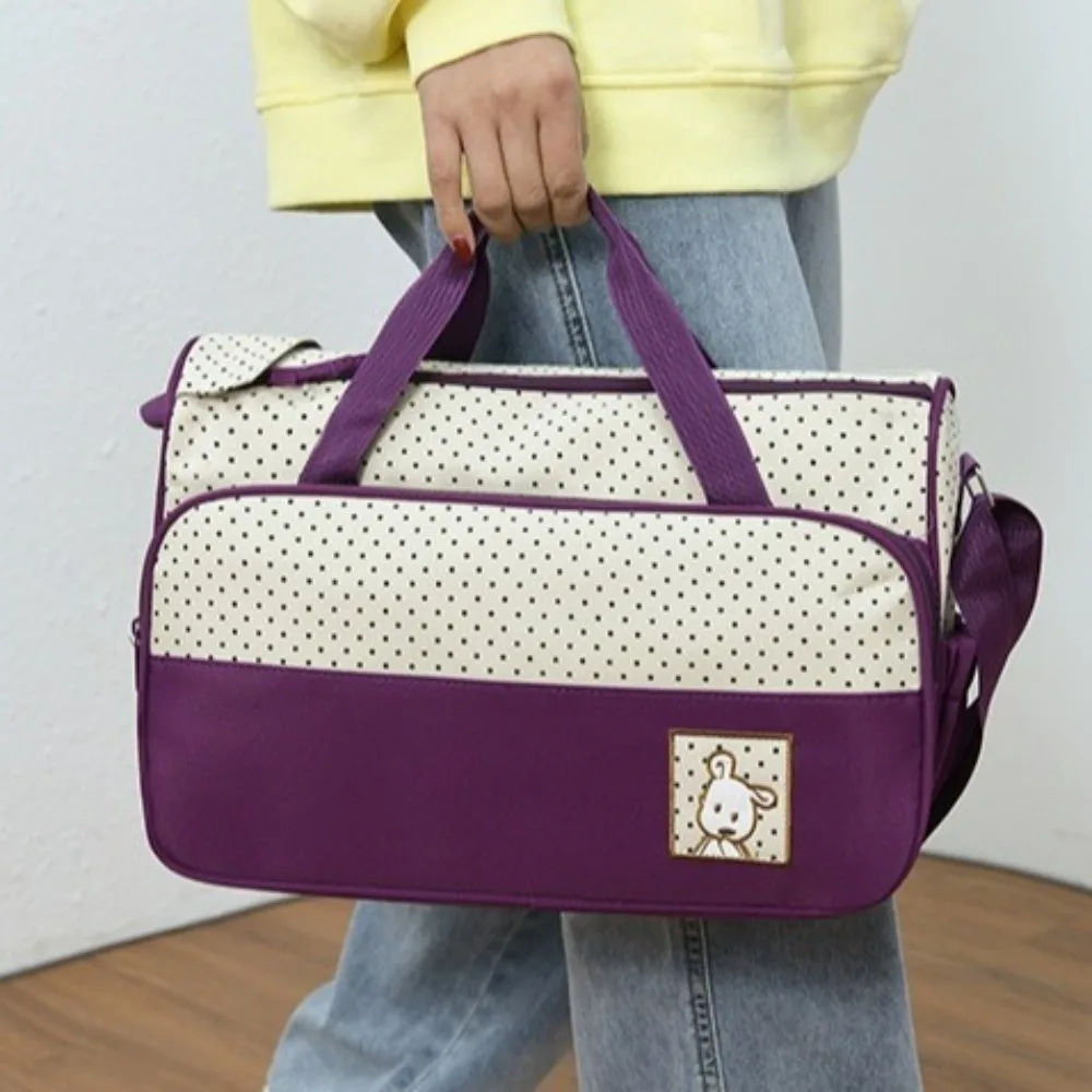 5Pcs/Set Large Capacity Baby Bag for Mom Changing Pad Multifunctional Newborn Accessories Bag Fashion Independent Bottle Pouch