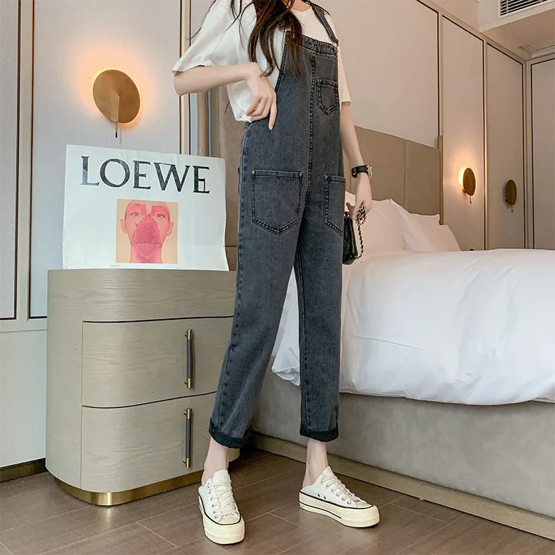Jeans 2023 Autumn Jumpsuit Backband Pants Women's Loose Korean Versatile Large Size Jumpsuit