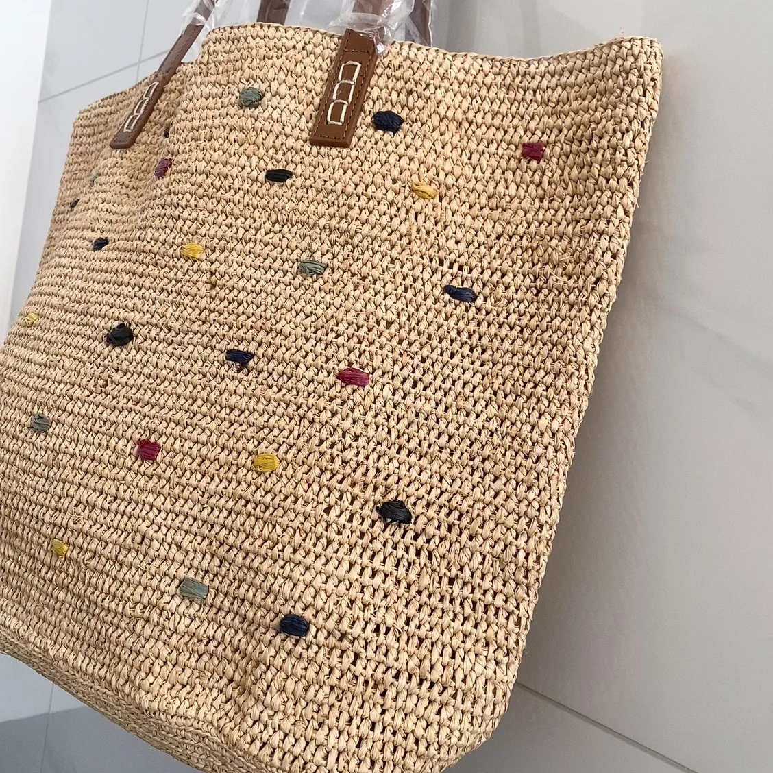 Handwoven Raffia straw tote Beach bag women handmade Casual large capacity summer beach woven handbag natrual 2025 new