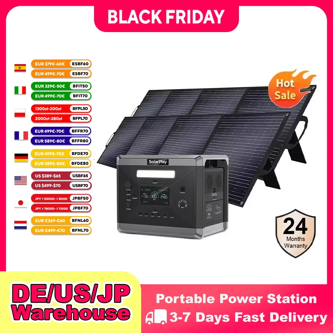 ALLPOWERS Station d'alimentation portable R4000 générateur solaire 3600Wh LiFePO4 batterie CA 4000W, charge rapide,extensible 21600 Wh avec 3 panneau solaire 100W pour camping, maison pannes de couran