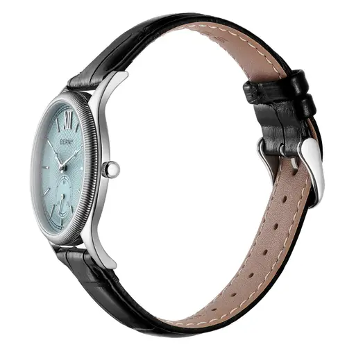 BERNY Men's Watches Slim Luxury Classic Stylish Dress Quartz Watch Fashion Elegance Leather Band Wristwatch - Image 4