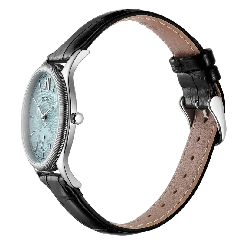 BERNY Men's Watches Slim Luxury Classic Stylish Dress Quartz Watch Fashion Elegance Leather Band Wristwatch - Image 4