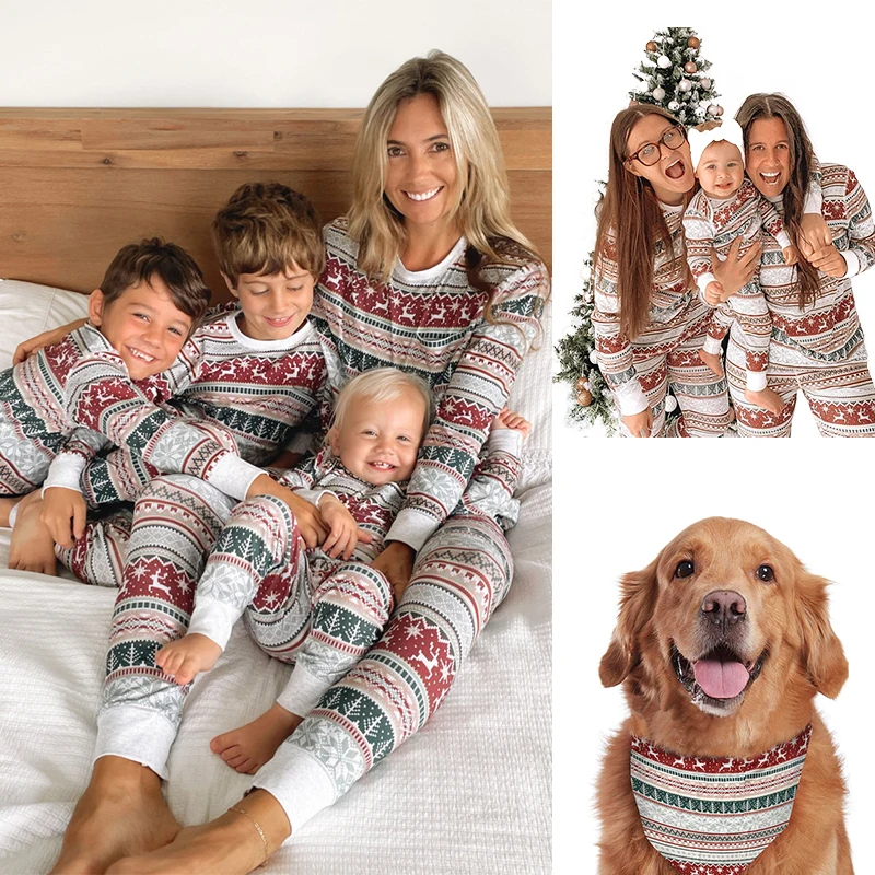 2023 Christmas Family Matching Pajamas Party Mother Daughter Father Son Sleepwear Clothing Set Baby Romper Fashion Family Look