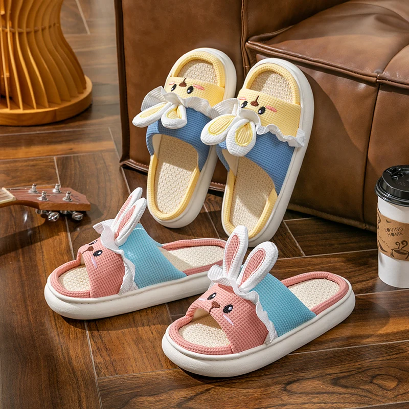 Platform Slippers Women Home Cartoon Cute Rabbit Designer Shoes Girls Casual House Fashion Popular Slides Flats Indoor Open Toe 5