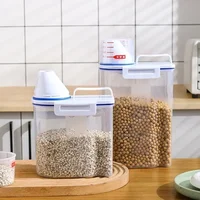 1.5/2kg Airtight Food Storage Bucket with Measuring Cup - Durable, Moistureproof Plastic Container for Kitchen Essentials 1