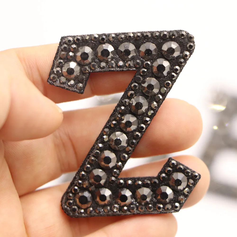 1PC A-Z Aufbügeln Schwarz Strass Englisch Buchstaben Patches Hochzeit Kleidung Handwerk DIY Party Handwerk NähenPersonalisierte Buchstaben Patches – Detail 28