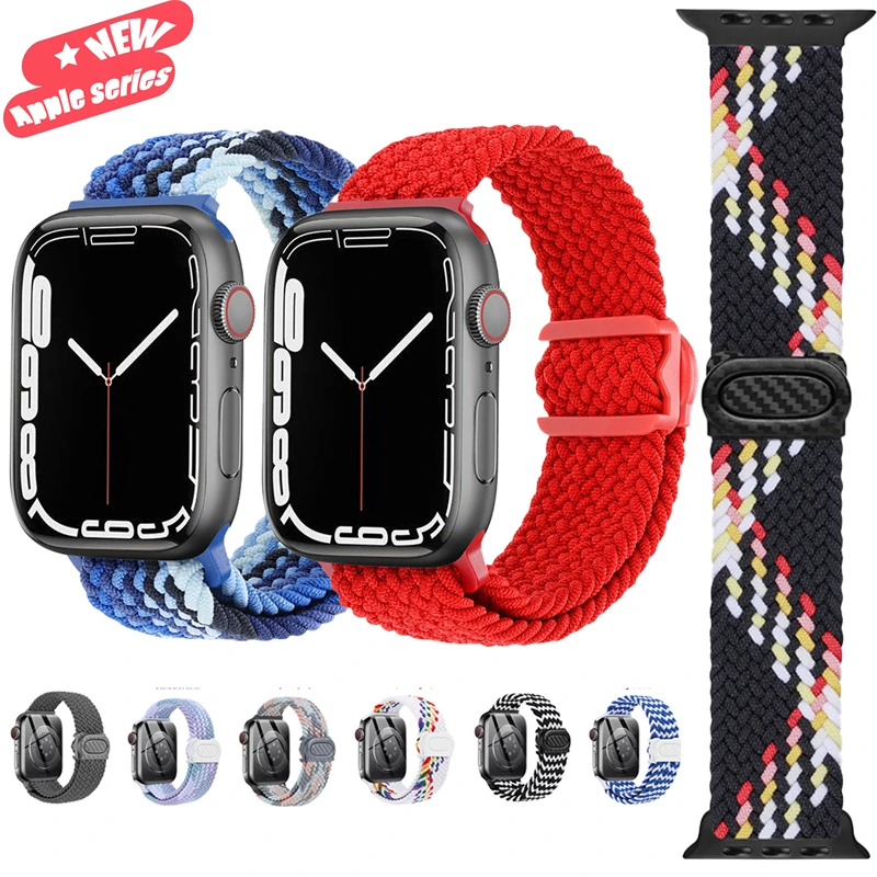 

Ремешок Плетеный для Apple watch band Ultra 2 44 мм 40 мм 45 мм 41 мм 49 мм 42 мм 45 44 мм, нейлоновый браслет для iWatch Series 9 8 7 6 se 5