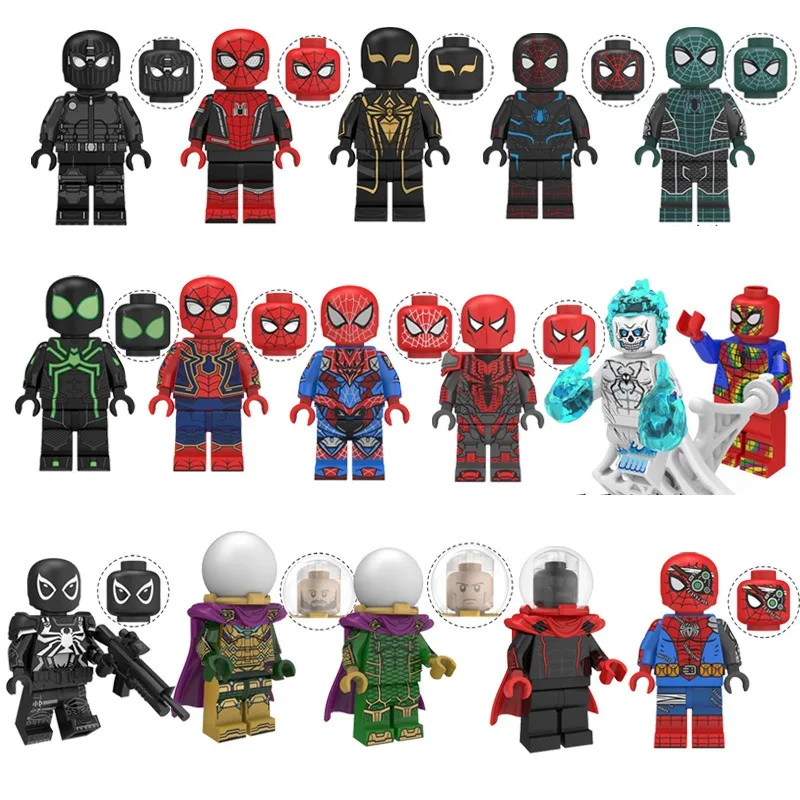 Compatível com a Série de Anime Lego, Figurinha de Blocos de Construção Spider, Brinquedo de Montagem com Pequenas Partículas