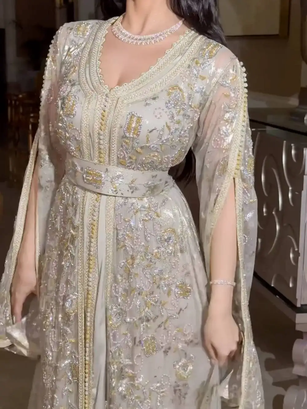 فستان سهرة نسائي لامع هوت كوتور للحفلات القفطان عل...