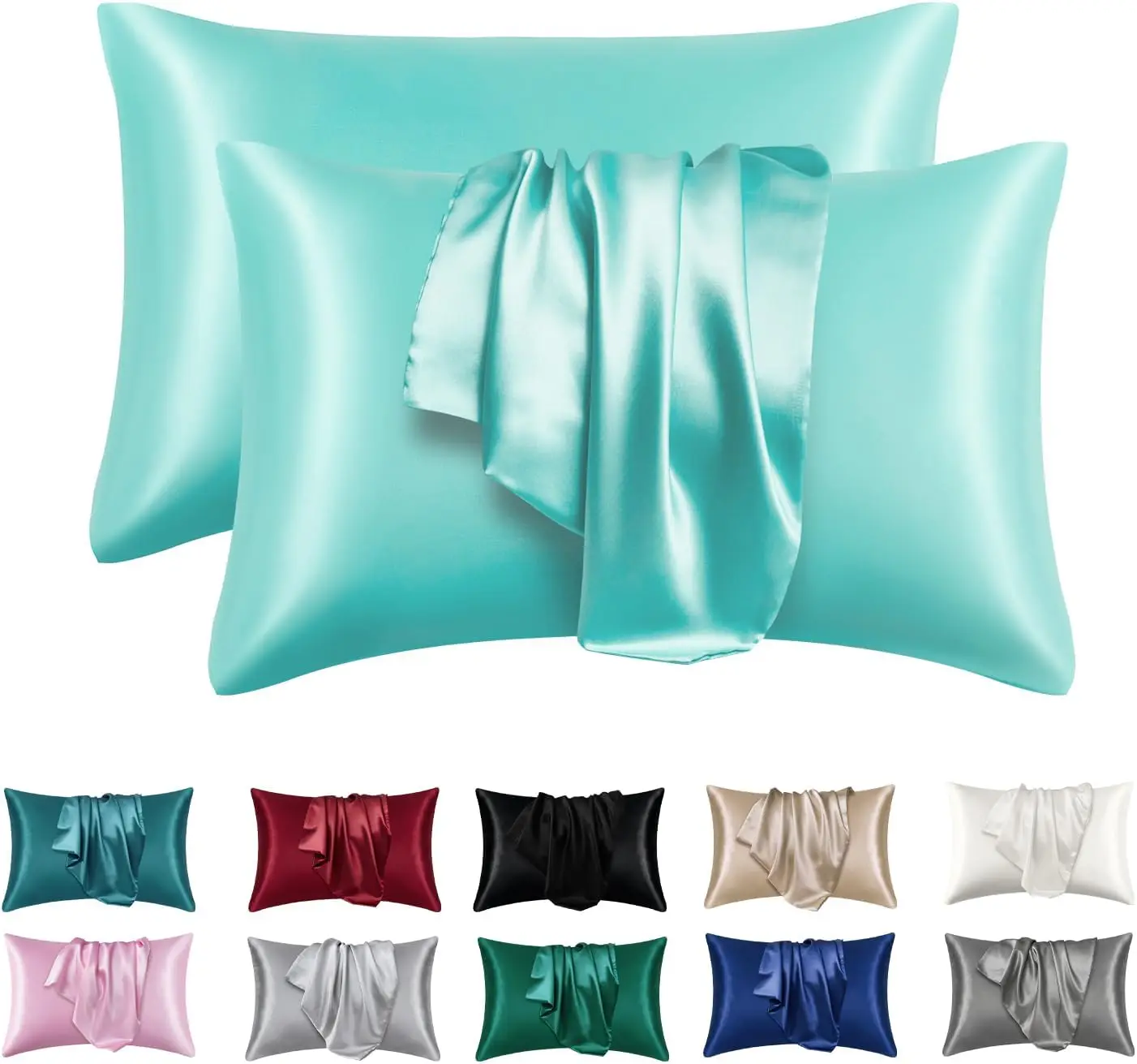 2-Pack Super Soft Coral Satin Silk Pillowcases for Hair and Skin Care, Standard Size