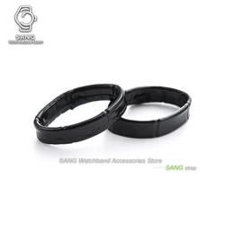 Brown Leather Band Keeper - Loop Buckle Strap Holder Retainer (Set of 2/4/6) - 21mm (Black - 1pair)