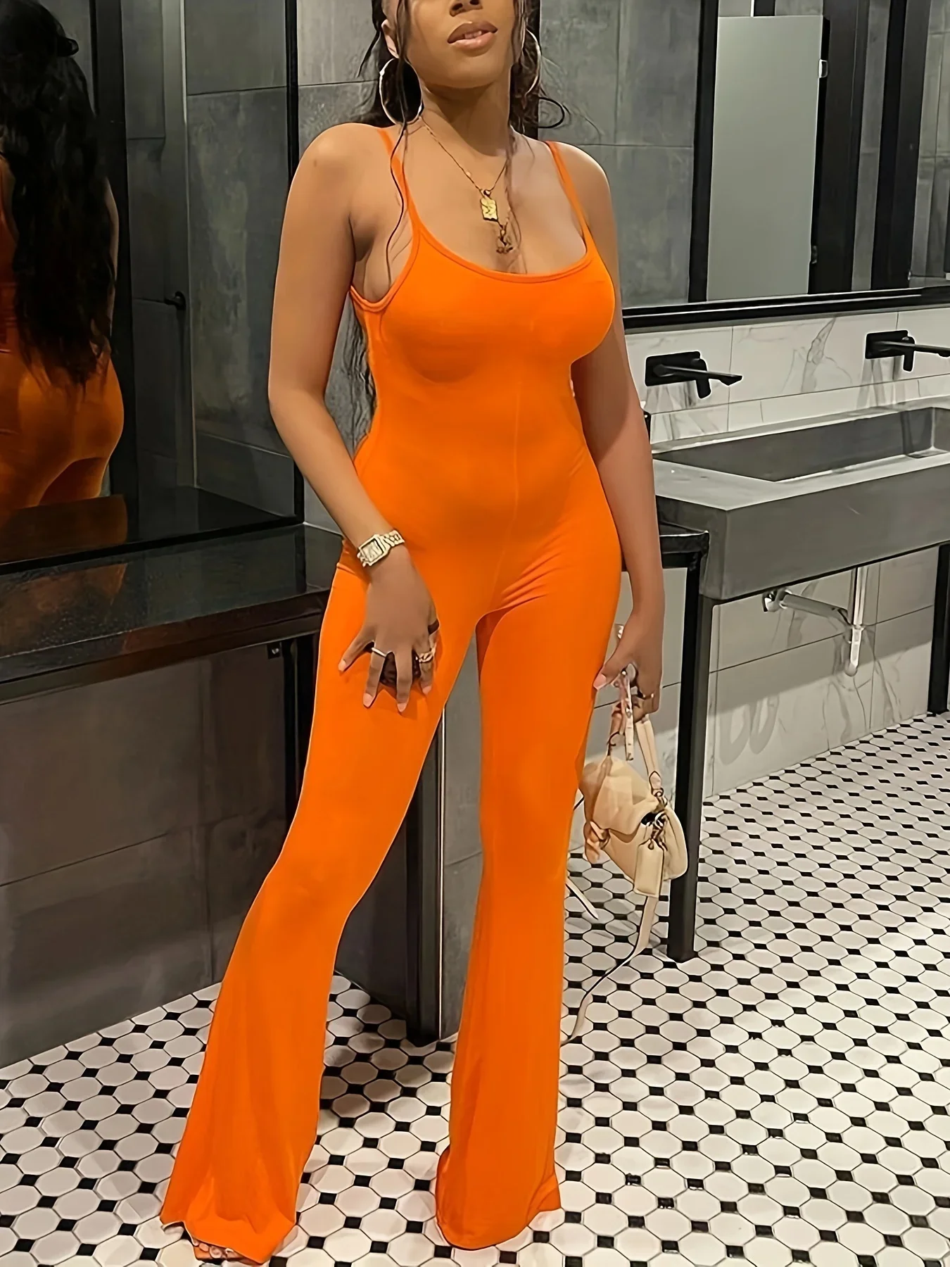 Solid Spaghetti Jumpsuit, Casual Slim Sleeveless Jumpsuit For Spring & Summer, Women's Clothing solid spaghetti jumpsuit casual slim sleeveless jumpsuit for spring