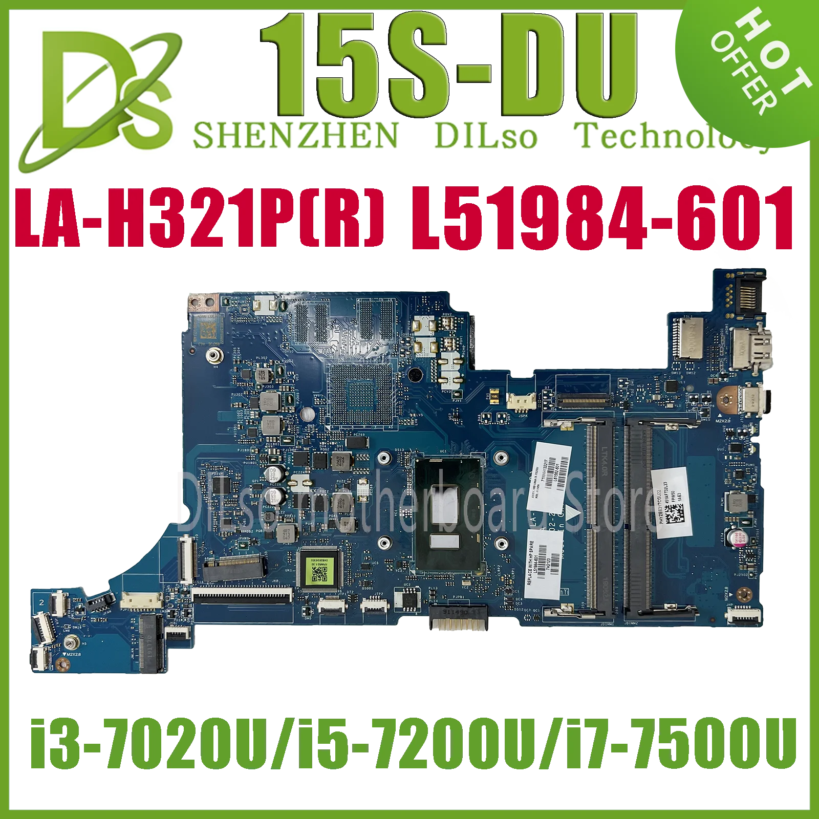 KEFU LA-H321P(R) L51984-601 L61562-601 Mainboard For HP 15S-DU 15-DW 15S-DR Laptop Motherboard W/I3-7020U I5-7200U I7-7500U UMA