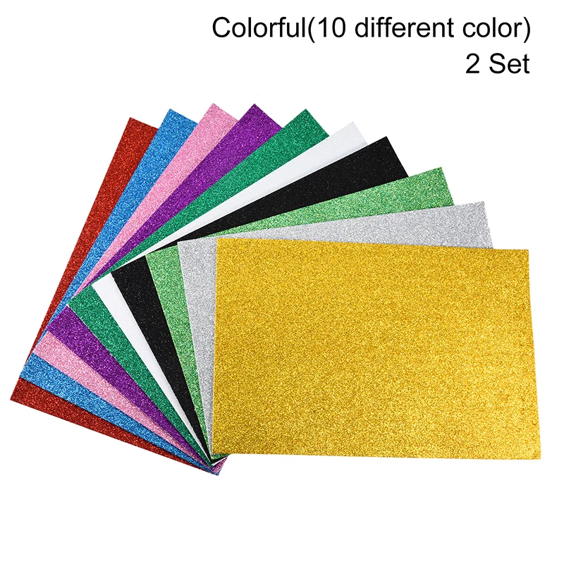 10 Fogli Carta Schiuma Glitter A4 Multicolore – Per Lavoretti Fai Da Te Bambini
