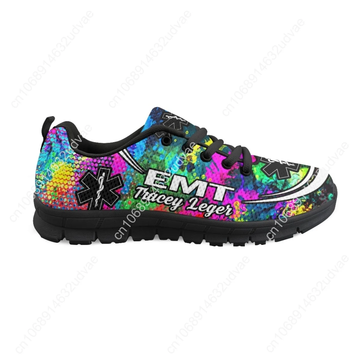 Paramedic EMT EMS Tie Dye Pattern Casual Snekaers For Women Wear-Resistant Flat Shoes Ladies Non-Slip Sport Zapatos