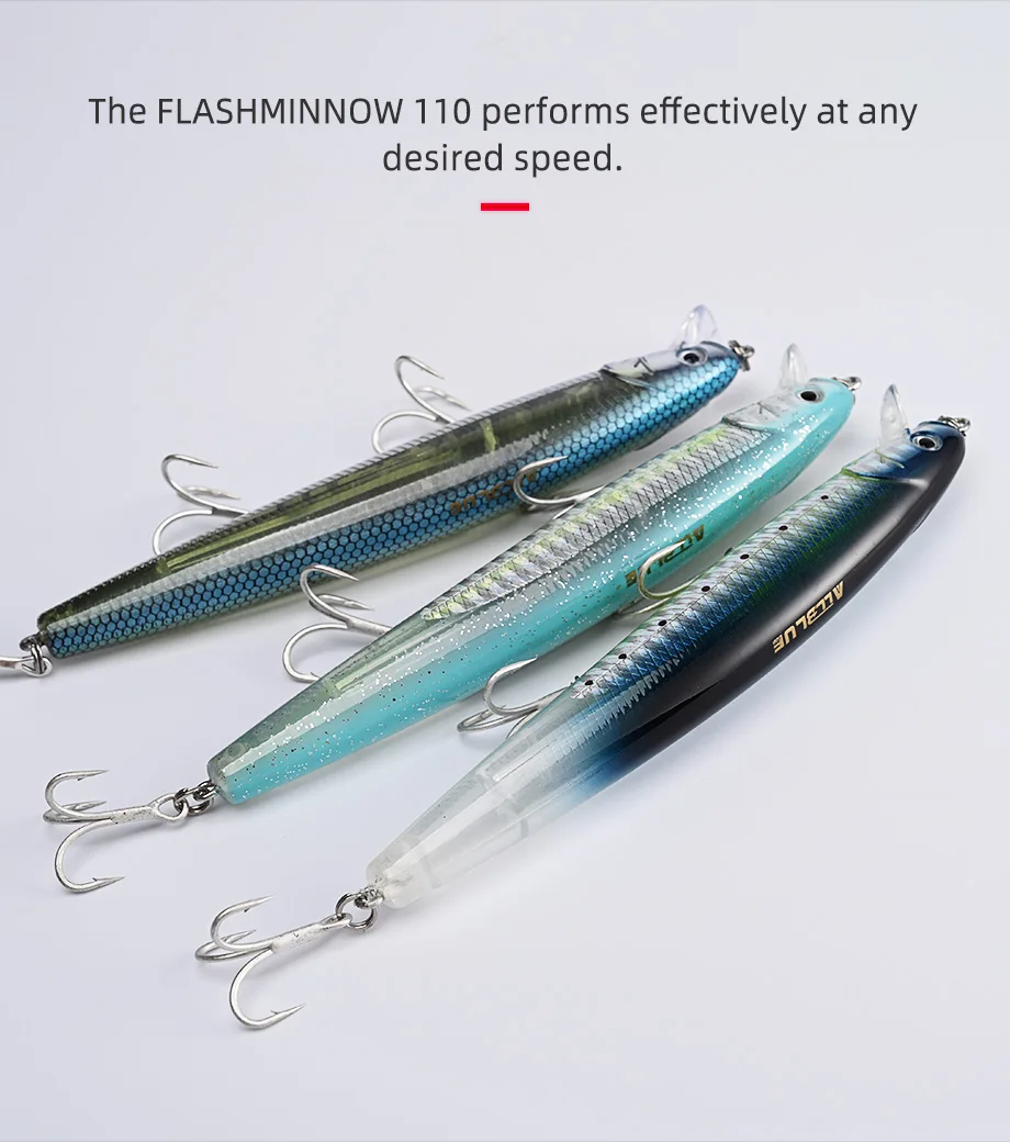 Allblue Flash Elritze 110 Angel köder 110mm 5/8 Unzen Glow Jerkbait Wobbler langsam aufhängend Kunststoff-Köder-Bass Hecht gerät – Detail 5