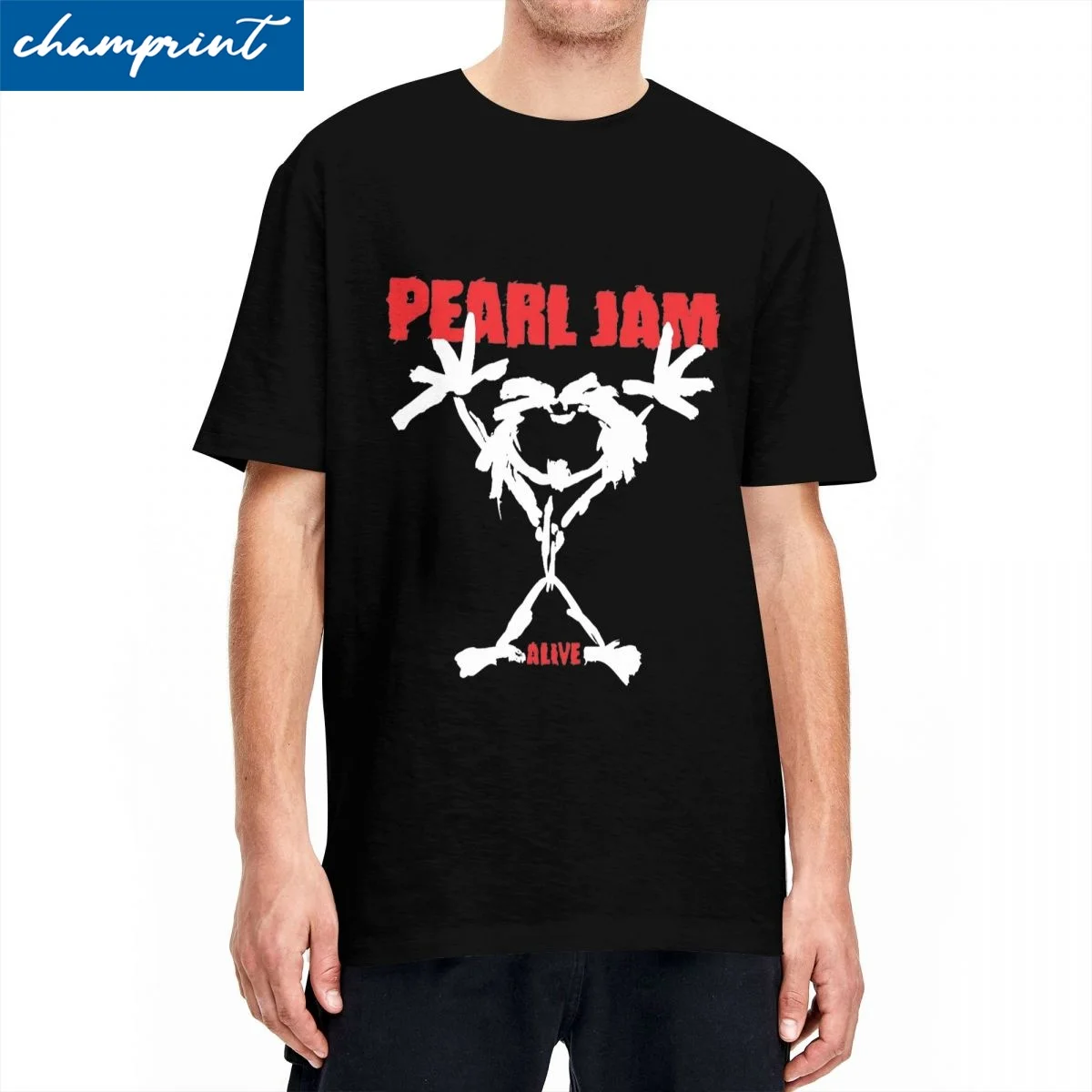 

Leisure Cool Alive Pearls Jam T-Shirt Men Crewneck Short Sleeve Tops Music Band Heavy Metal Cotton Summer TopsTops
