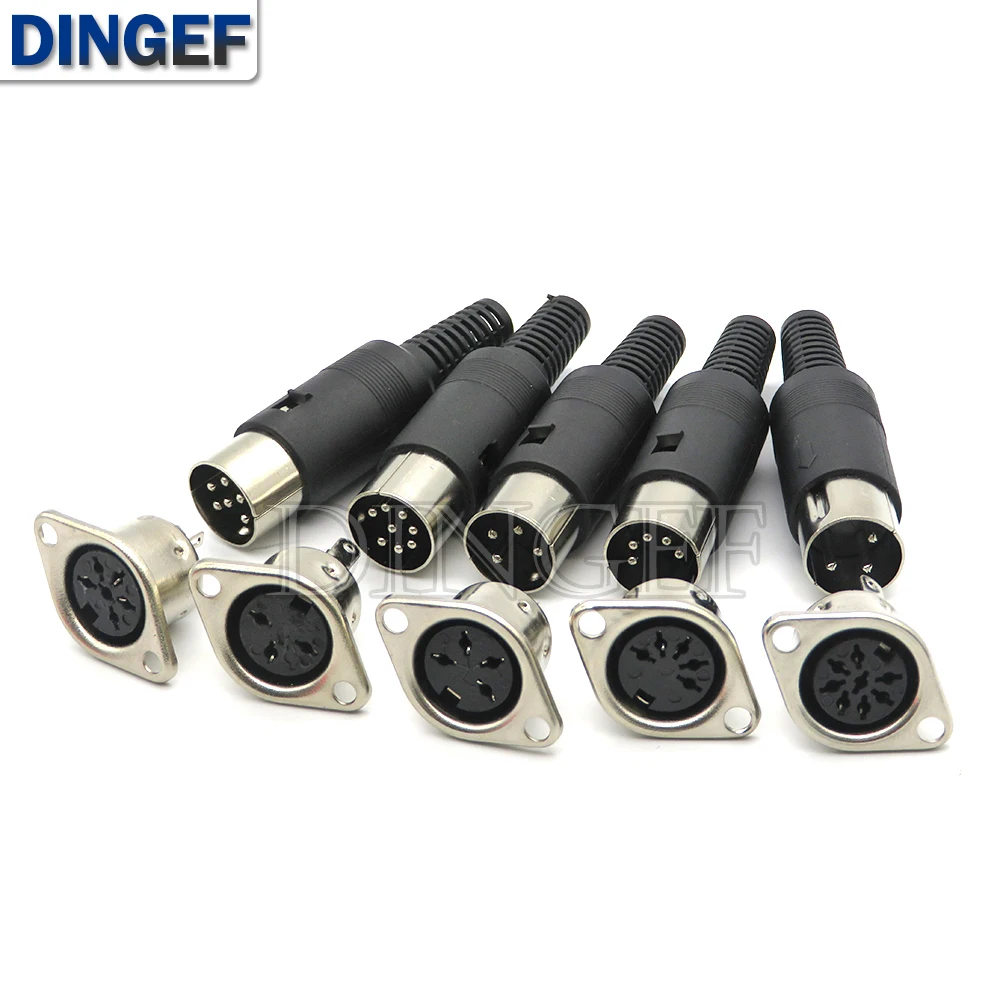 2PCS/lot S terminal Panel Mount Female & Male Jack 3/4/5/6/7/8PIN DIN Adapter MIDI Cable Connector