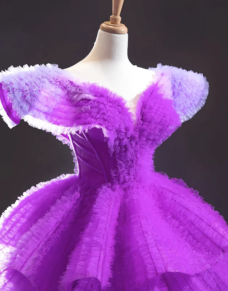 Purple gradient dress new performance dance suit chorus competition suit national costume skirt performance costume
