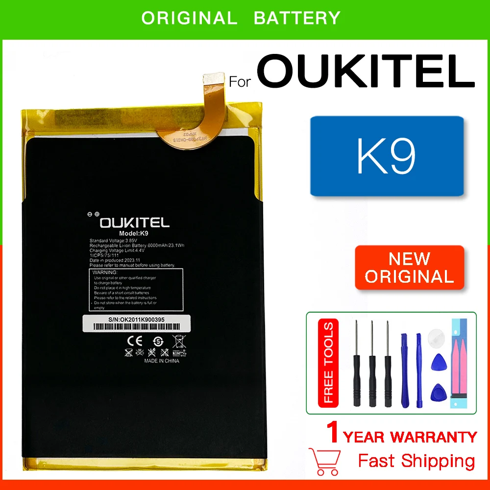 

Original Battery OUKITEL K9 6000mAh Batteria For OUKITEL K9 battery 6000mAh Long standby time High Mobile Phone Batteries +Tools