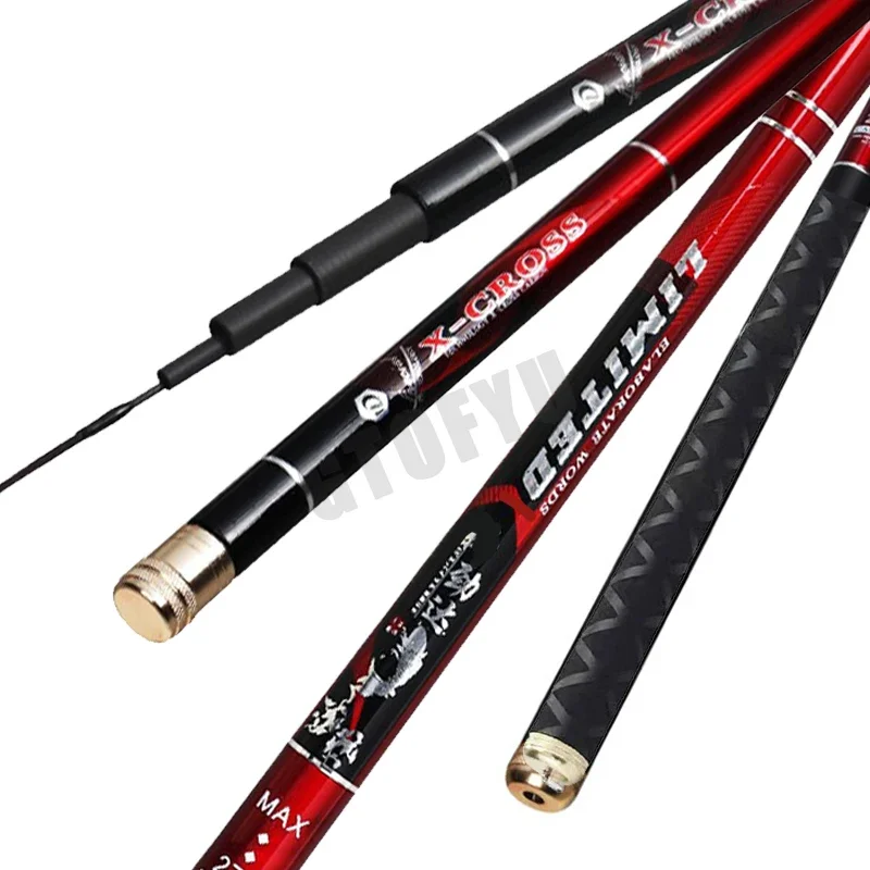 2.7M/4.5M/5.4M/6.3M/7.2M/8M/10M Telescopic Stream Rod Carbon Reservoir Pond Fishing Rod Super Light Hard Fiber Hand Fishing Pole