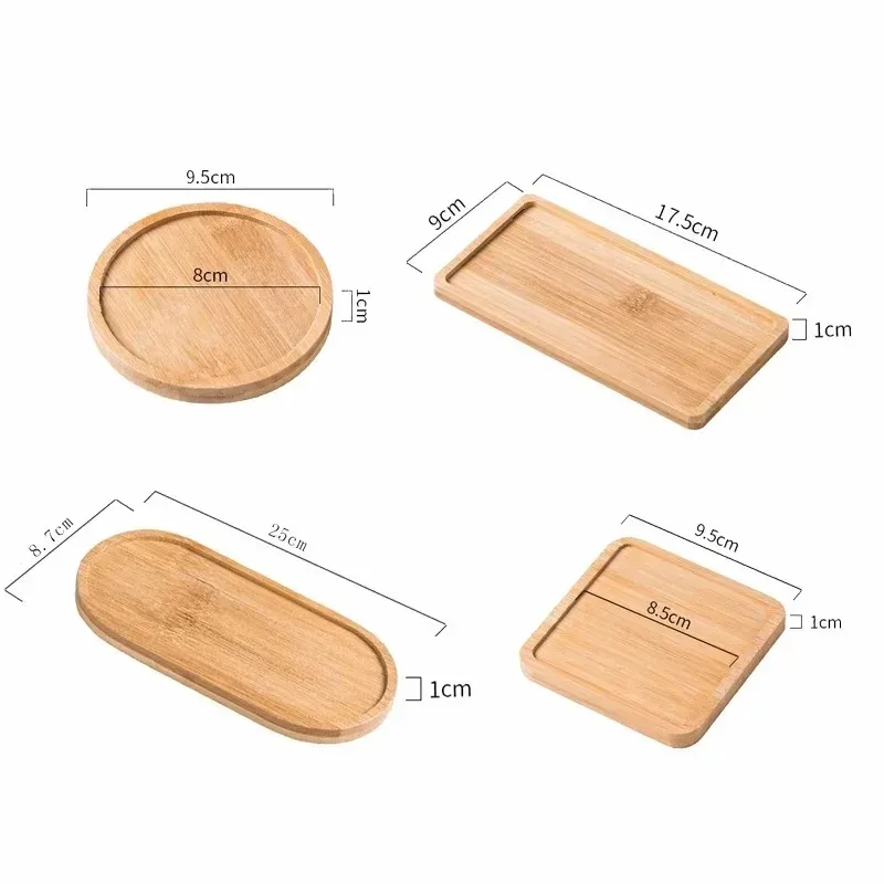 Simple Bamboo Wooden Bottle Tray Oval Rectangular Organizer for Bathroom Shower Gel Shampoo Jewelry Storage Tray