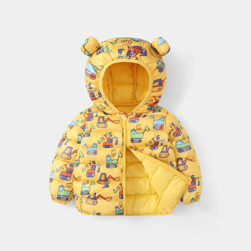 Girls Winter Coat Boy kids Girls Cotton-padded Jacket Character Pattern Baby Hooded Jacket Children Down