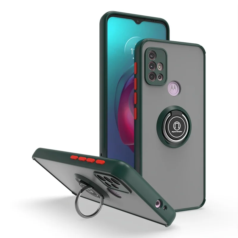 Shockproof Armor Case with Magnetic Holder Ring - Hard Matte Back Cover