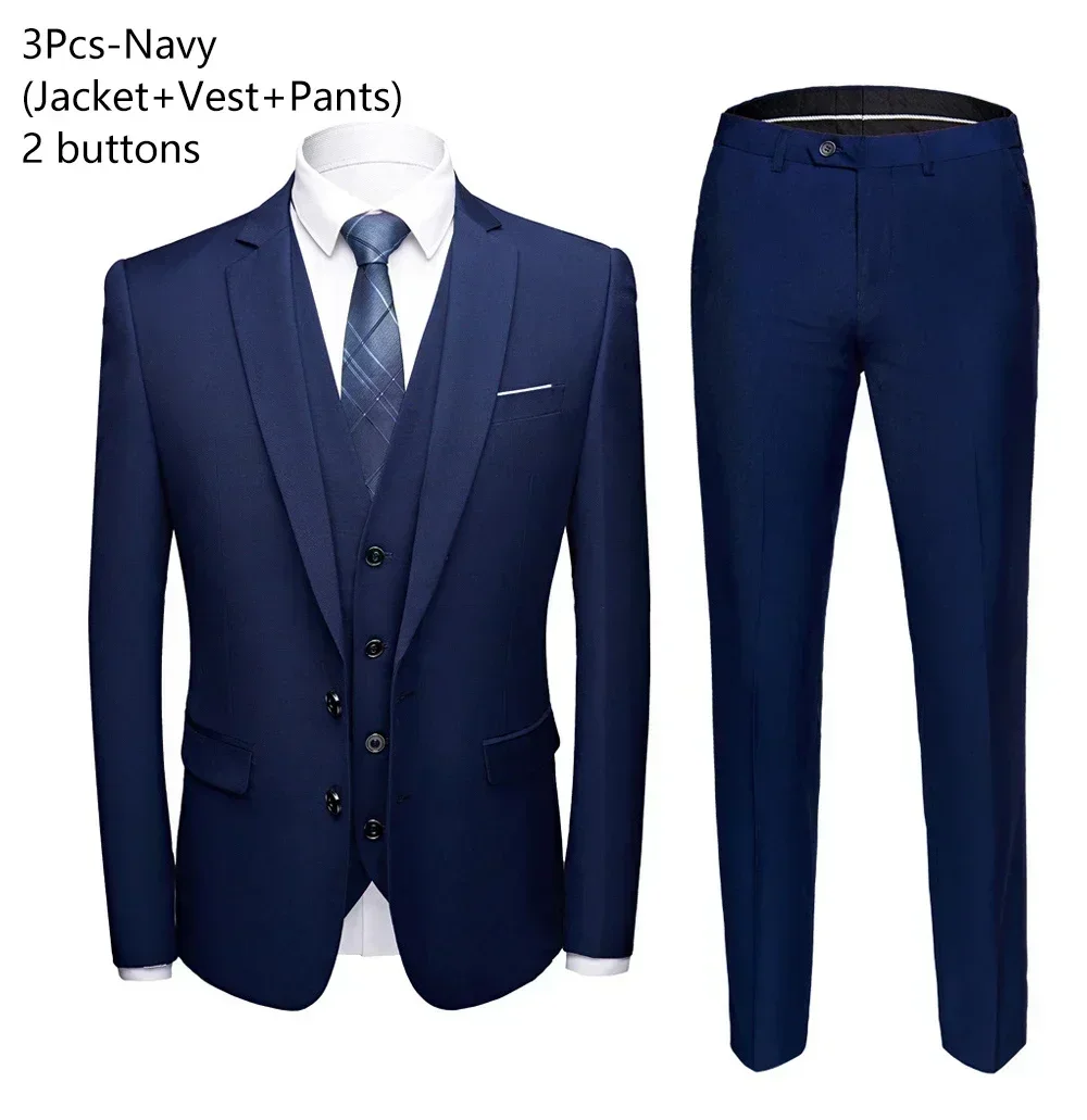 Navy 3pcs 2 button