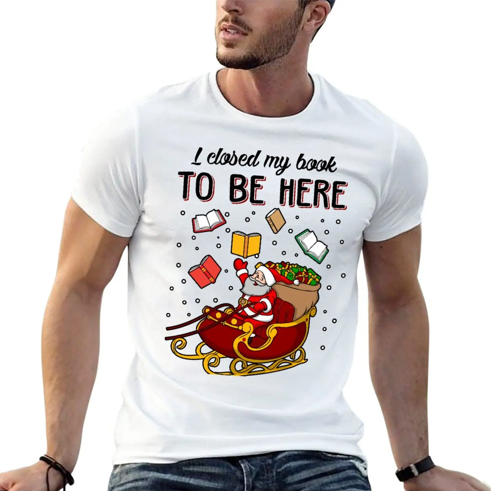 

Bookish Santa Funny Christmas Sweatshirt For Book Lovers and Librarians T-Shirt summer top customizeds mens champion t shirts