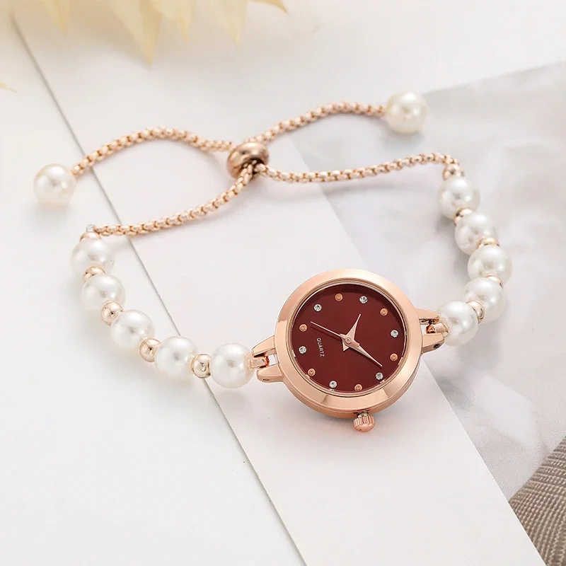 Original Luxury Watch for Women Fashion Design Pearl Bracelet Strap Watches Ladies Elegant Wristwatches 2